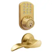 Milocks Electronic Locksets 3"X3"X2.75" Polished Brass Keyless Entry Deadbolt