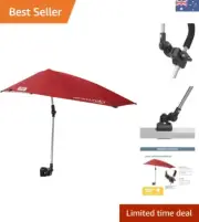 Lightweight 4-Way Sun Umbrella - Compact Firebrick Red Shade Canopy for Outdoors