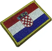 [BR44] BPHRV001 Croatia Flag Embroidered Patch Gold Border Uniform Kart Kimono, Hook Fasteners Attach to Tactical Hats and Gears