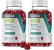 Sugar Free Biotin Gummies High Potency 5,000mcg 60 Count 2PK