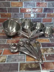 Set Of 8 Metal Strong Measuring Cups & Spoons Kitchen