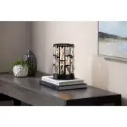 Stylish Metal Base Clear Crystal Glass Table Lamp 9.25 in.