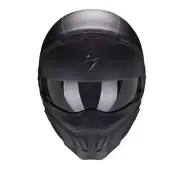 Scorpion EXO Combat Evo Unborn Matt Black Silver Modular Motorcycle Helmet