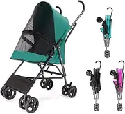 Pet Cat Stroller Umbrella Structure Lightweight Dog Prams Pushchairs for Small Dogs, Dog Strollers for Small Dogs Prime, Pet Stroller Dog Pram Carrier for Cats Puppy & Kitten(Green)