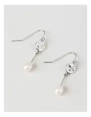 [Trent Nathan] Battered Trim Freshwater Pearl Earring in Silver