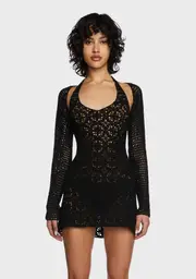 [Poster Grl] Dance With You Crochet Dress Set - Black
