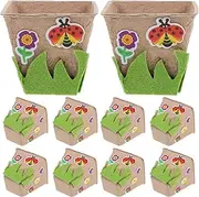 LOPUNER 1 Set DIY Plant Pot Kit for Nursery Cups with Stickers Pulp Planter for Gardening Crafts and Family Activities