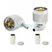 1x UHF Male PL259 Right Angle Connector Crimp 90° LMR195 RG58 RG400 RG142 Cable