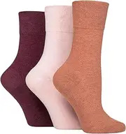 IOMI Footnurse Diabetic Gentle Grip Non-Binding Cotton Rich Socks Ladies 3 pair 4-8UK Terracotta Pink Burgundy