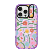 iPhone 16 Pro Impact Ring Stand Case MagSafe Compatible Rainbow Pansies by LJMA