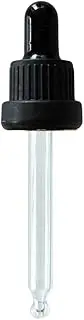 Tamper Evident Black Dropper Cap – 75mm Glass Pipette, Glossy Black Bulb, 18/410 Matte Black Cap Closure (1 Piece)