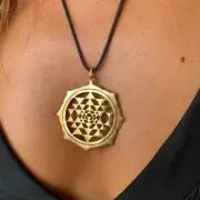 Sri Yantra Mandala Lotus brass pendant Sacred Geometry Necklace