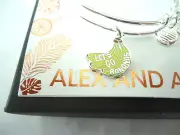 Alex and Ani LET'S GO BANANAS Shiny Silver Charm Bangle New W/Tag Card Box