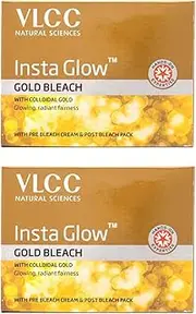2 x VLCC Insta Glow Gold Bleach With Gold Oxide - Glowing, Radiant Fairness - 30g