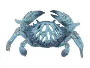 27cm Crab with Blue & White Coral Design - Nautical Coastal Home Décor