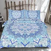 Sleepwish Bohemian Paisley Doona Cover Set 3 Piece Boho Chic Floral Bedding Quilt Cover Set Lotus Flower Mandala Bedding Duvet Cover (Queen)