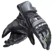 DAINESE DRUID 4 LEATHER MOTORCYCLE RACING GLOVES BLACK GREY FLUO-YELLOW