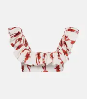 [La DoubleJ] La DoubleJ Boy floral ruffled bikini top UK 6 white
