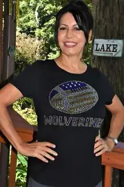 Wolverines Football rhinestone Bling Shirt XS S M L XL XXL 1X 2X 3X 4X 5X