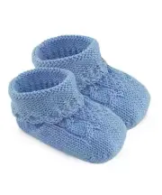 Jefferies Socks Newborn Blue Cable Knit Bootie Newborn Shoe Size 0-1