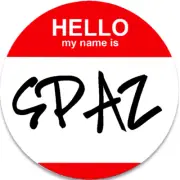 Hello My Name Is Spaz - 25 Pack Circle Stickers 3" x 3" - Nametag