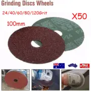 50X 100mm Fibre Sanding Discs mixed 24-120 Grinding Polishing For Angle Grinder