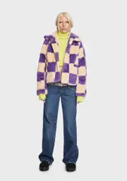 [Girlfriend Material] Jax Checkerboard Faux Fur Jacket