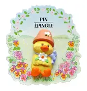 Hallmark PIN Easter Vintage DUCK Bumble BEE Pot HAT 1991 Brooch NEW* 295 FLWR NT