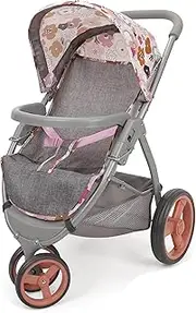 Crew: Melange Flora - Mabelle 3-Wheel Doll Jogger Stroller - Accessory for Dolls Up to 24", Large Canopy, Foldable Design, Kids Toy, Ages 3+