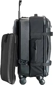[TASKIN] Denali | Large 4 Wheel Hardside Hybrid Spinner Carry-On Luggage + Detachable Sleeve | Black (Improved), Denali Carry-On + Laptop Sleeve | Black, Hybrid Carry-on Luggage With Spinner Wheels and
