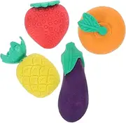 HOMSFOU 4Pcs Mini Cartoon Food Erasers Cute Vegetable Fruit Erasers Student Prizes for School Supplies Present Activities Safe and Easy to Carry