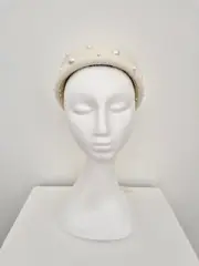 Miss Emery. Womens Ivory felt pillbox fascinator w pearl detailing