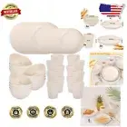 32-Piece Wheat Straw Dinnerware Set for 8 - Unbreakable & Stylish Beige Plates
