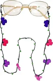 [Generic] Colorful flowering Eyeglass Chain, Glasses Chains for Women, Beaded, flowering and cotton thread Glasses Chain, Handmade Chain for Glasses, Crochet Eyeglass Chain, Eye Jewelry