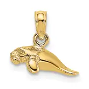 14K Yellow Gold 3-D Polished Mini Manatee Charm