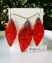 I❤️nature 3D Real Dry Lilium❤️in Resin Necklace&Earring, Handmade, One Of A Kind