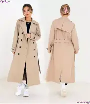 ladies MAXI trench coat sizes 8-16 DOUBLE BREASTED MAXI LENGTH CLASSIC MAC