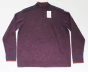 $248 New Robert Graham Knit Quarter Zip Sweater XL X-LARGE Purple TERZO Pullover