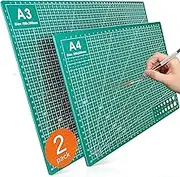 BLUEQUE Cutting Mat Self Healing - 2 Premium Quilting Cutting Mat (A3 & A4) for Sewing, PVC, Circut, Model, Crafts, Scrapbooking & Fabric - Non-Slip, Easy-Clean Grid Cutting Board Precise Cut