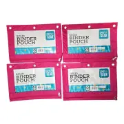 Pen+Gear Binder Pouch Pencil School Zip Bag Pink Clear Window 3 Ring Lot 4