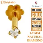 1.9mm Real Si Diamond Wedding Nose Lip Labret Monroe Stud Piercing Ring 14k Gold