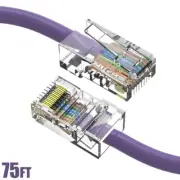 75FT Cat5e RJ45 Ethernet LAN Network Patch Cable UTP Non-Booted Copper Purple