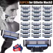 32PCS Replacement Blades For Gillette MACH 3 Razor Shaver Trimmer Shaving NEW AU