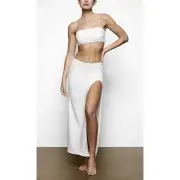 Skims sarong white slit front maxi skirt size large coverup summer beach cruise