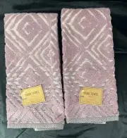 World Market Stella Hand Towel Set Diamond Sculpted Boho Lavender 2 PC 16 X 28
