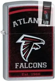 Zippo 29933 NFL Atlanta Falcons Street Chrome Windproof Lighter + FLINT PACK