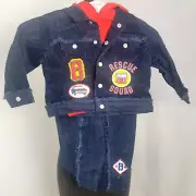 Boyz by Nannette Outfit Boy's Blue Corduroy Red Hoodie Jacket Pants 24M 24 Month