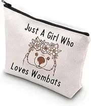 MNIGIU Wombat Lover Gift Wombat Cosmetic Makeup Bag Just A Girl Who Loves Wombats Travel Zipper Pouch Wombat Australian Marsupial Gift, girl loves Wombats bag