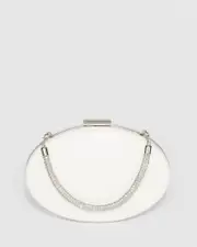 White Carmen Crystal Handle Clutch Bag