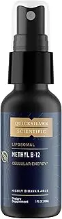 Quicksilver Scientific Methyl B12-1000mcg Vitamin B12 as Methylcobalamin (Methyl B12) - B12 Liquid with Nano Technology for Superior Absorption - Supportive Energy Supplement (30ml / 90 Servings)